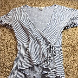 Caution To The Wind Striped V-Neck Wrap Top